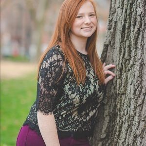 Laced black Blouse with tan lining